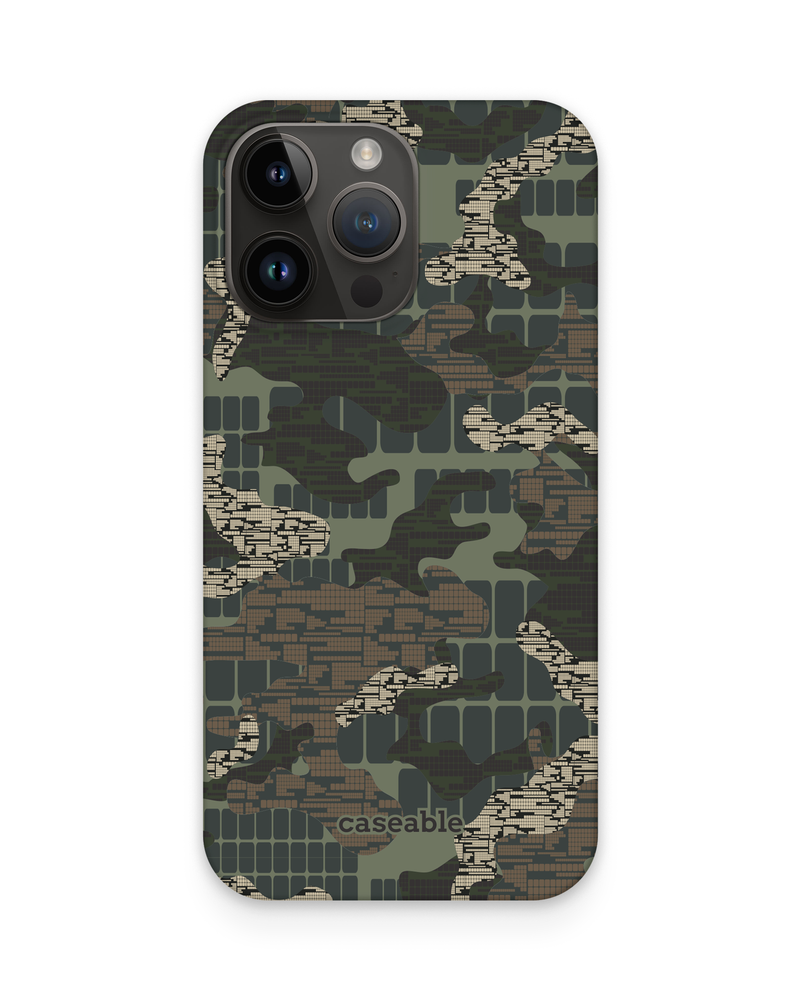 Green Camo Mix Hard Shell Phone Case Apple iPhone 15 Pro Max