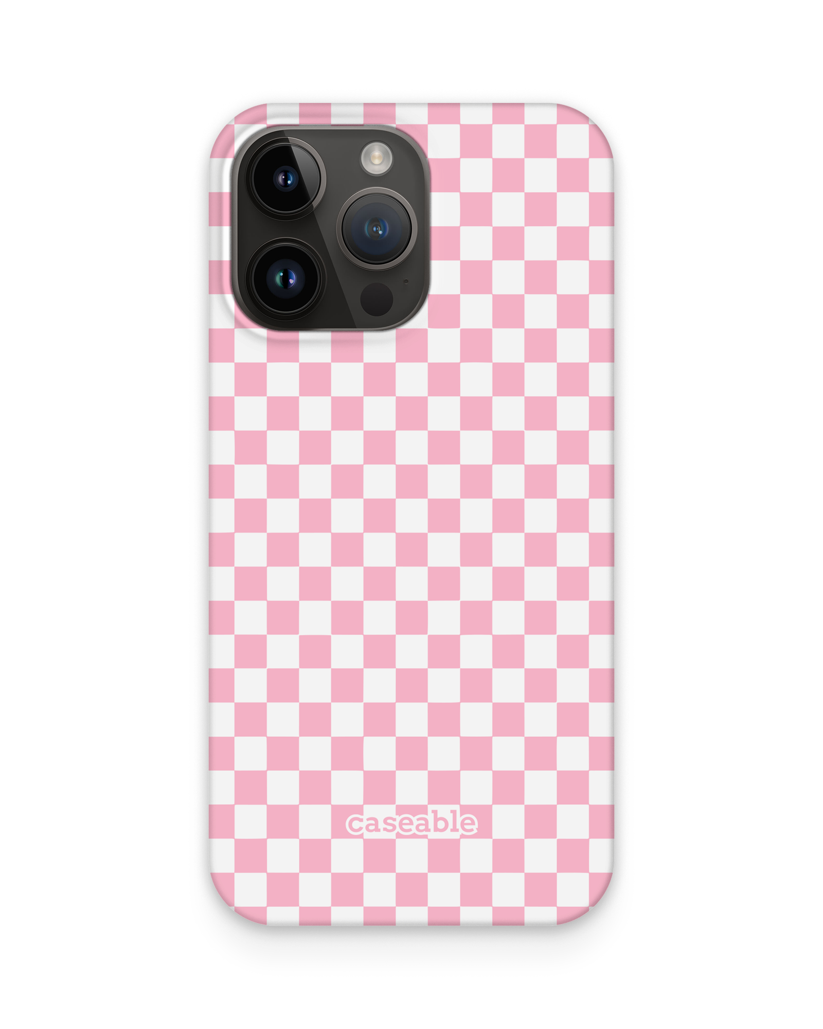 Pink Checkerboard Hard Shell Phone Case Apple iPhone 15 Pro Max