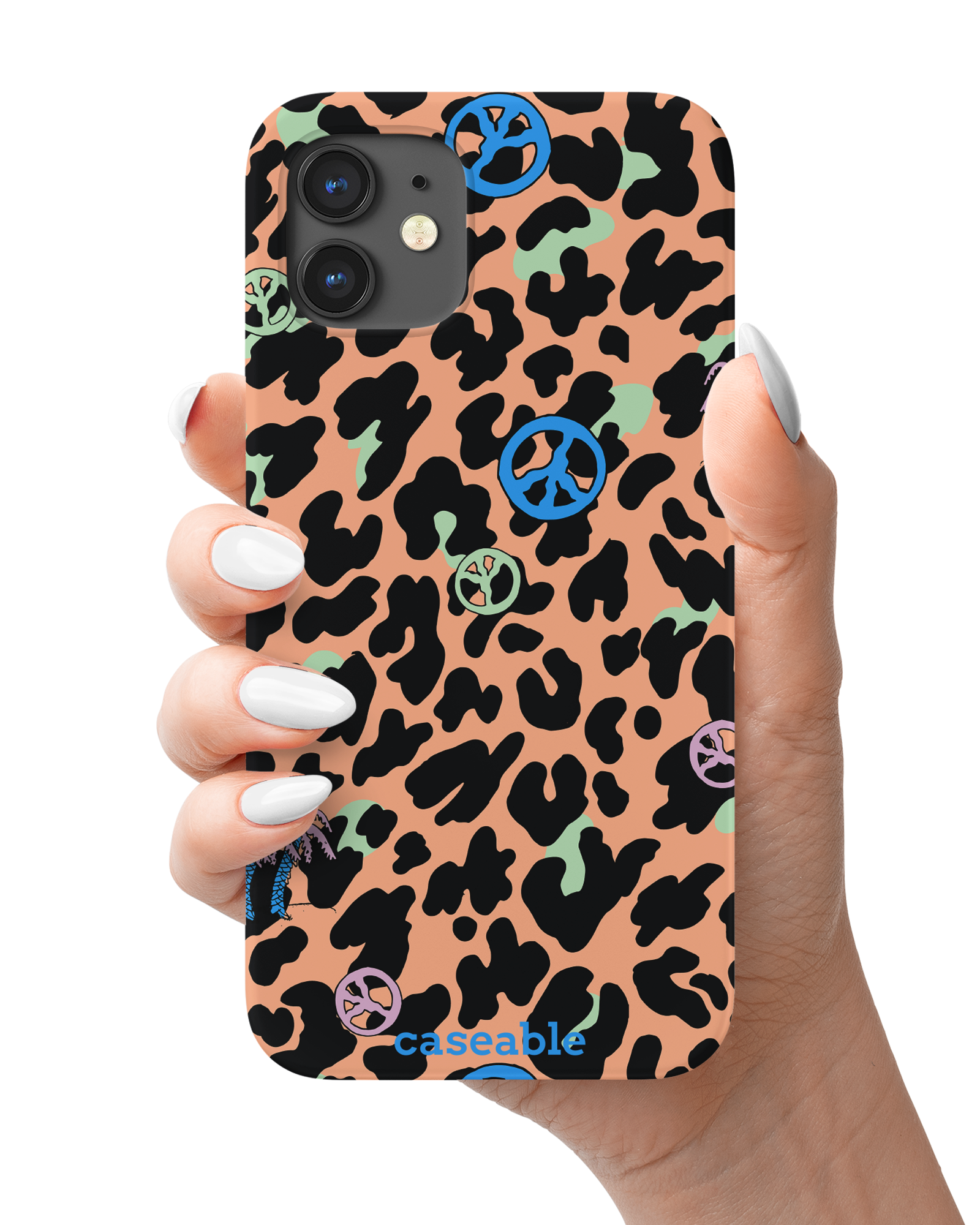 Leopard Peace Palms Hard Shell Phone Case Apple iPhone 12 mini