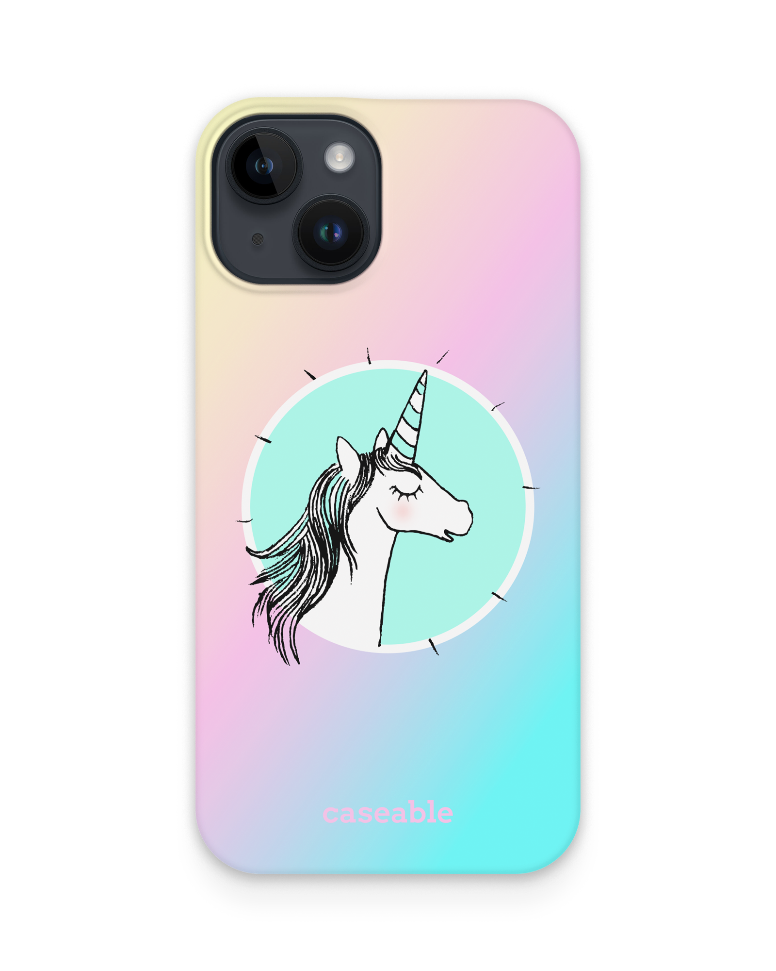 Happiness Unicorn Hard Shell Phone Case Apple iPhone 15