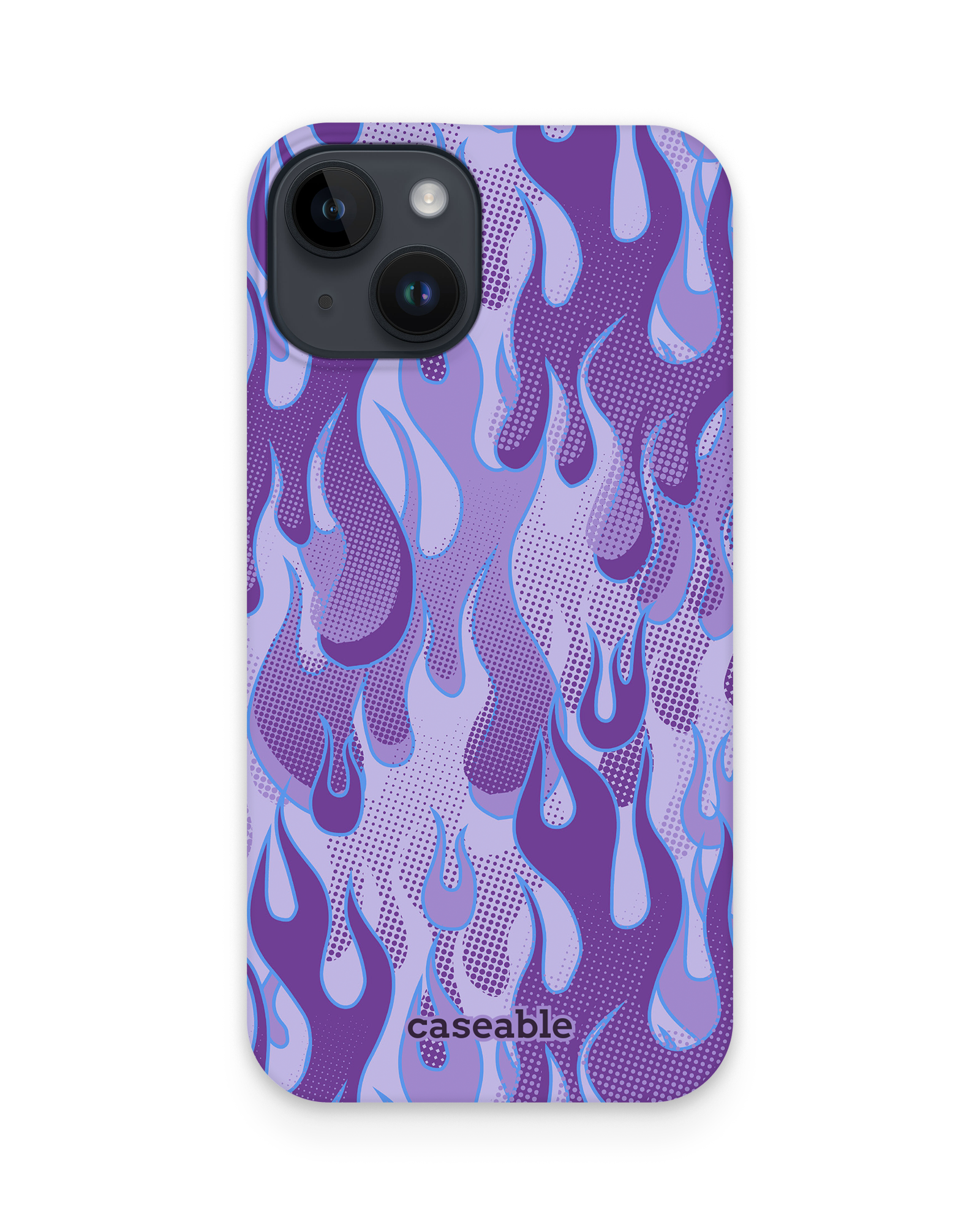 Purple Flames Hard Shell Phone Case Apple iPhone 15