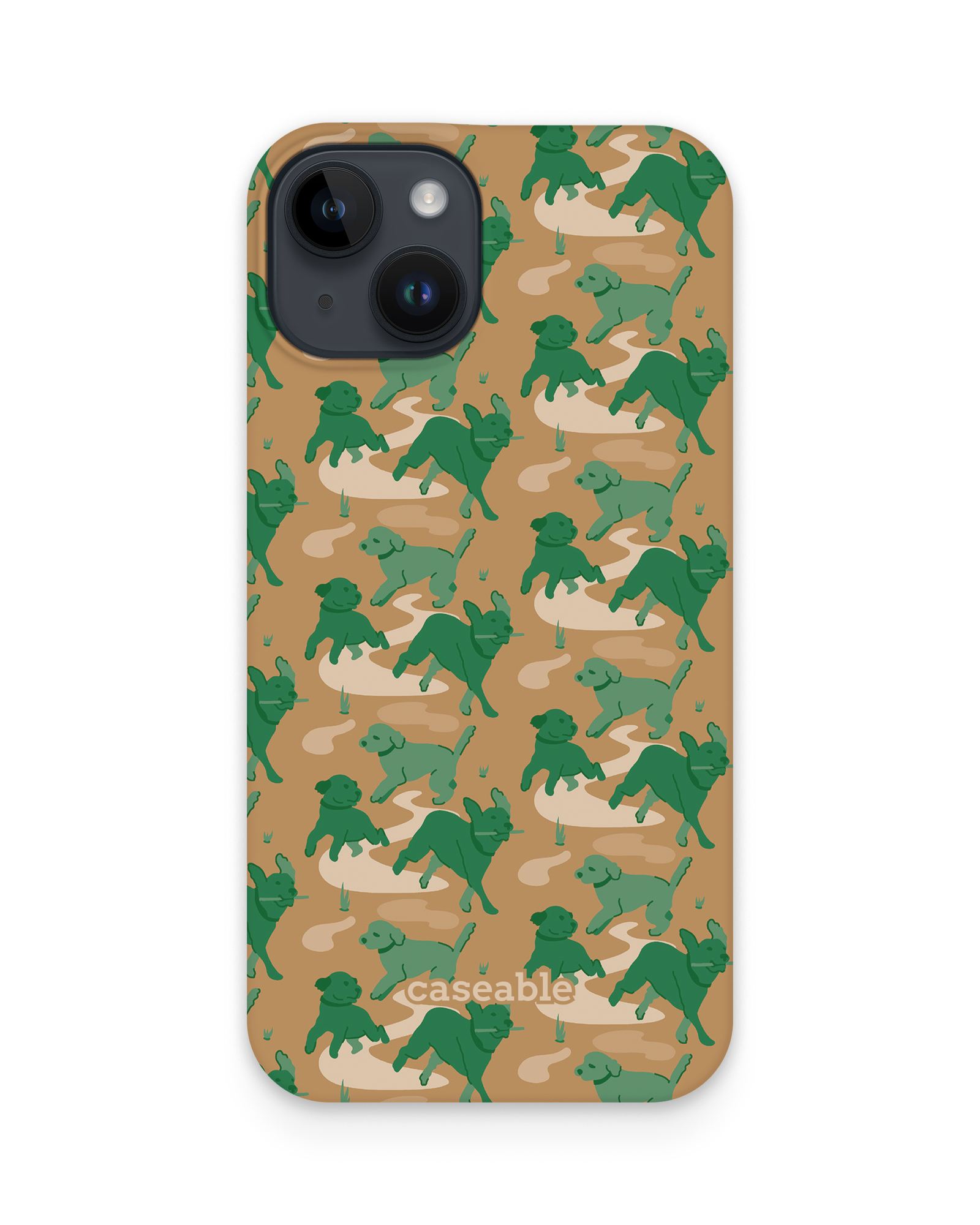 Dog Camo Hard Shell Phone Case Apple iPhone 15