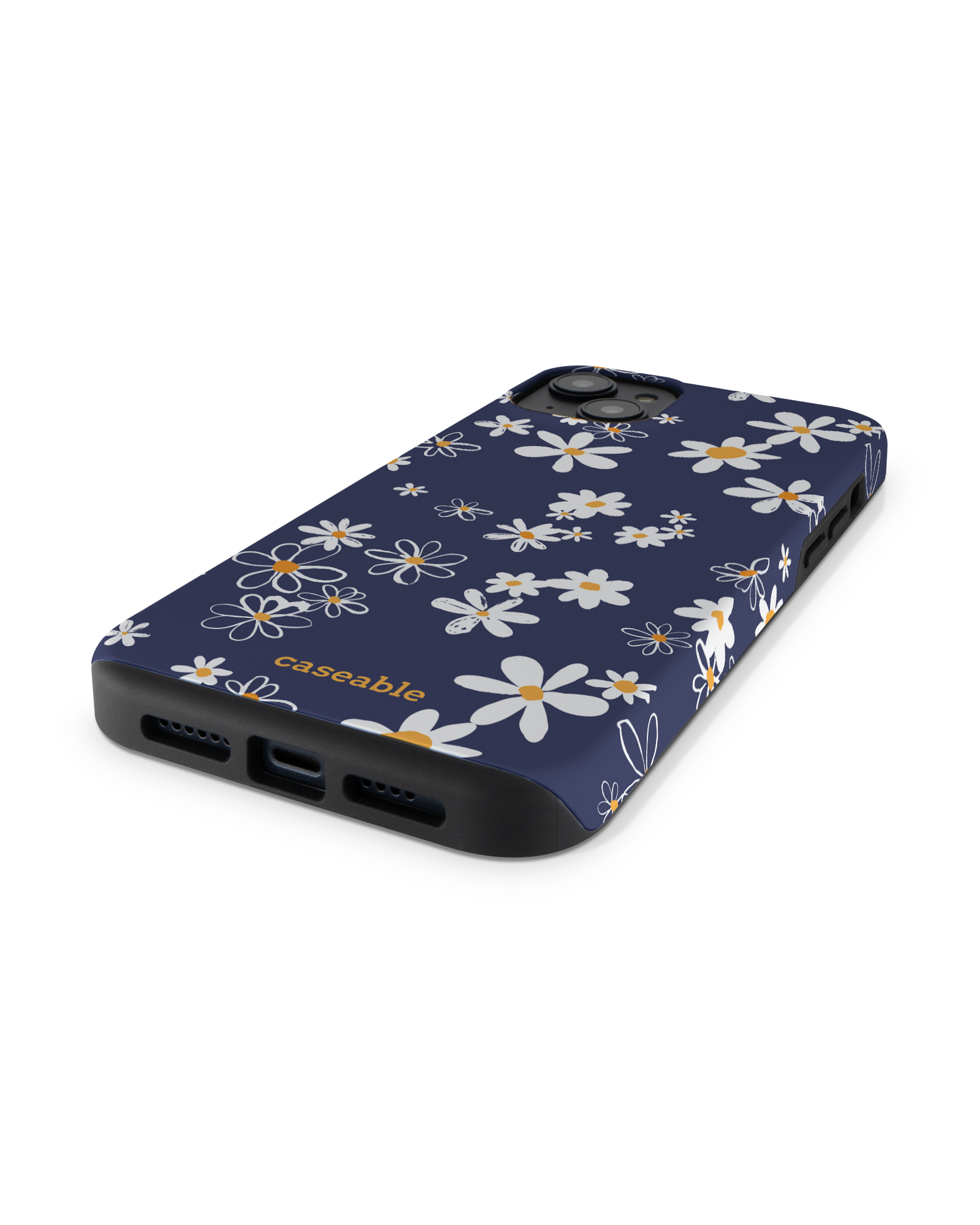 Navy Daisies Premium Phone Case Apple iPhone 14 Plus