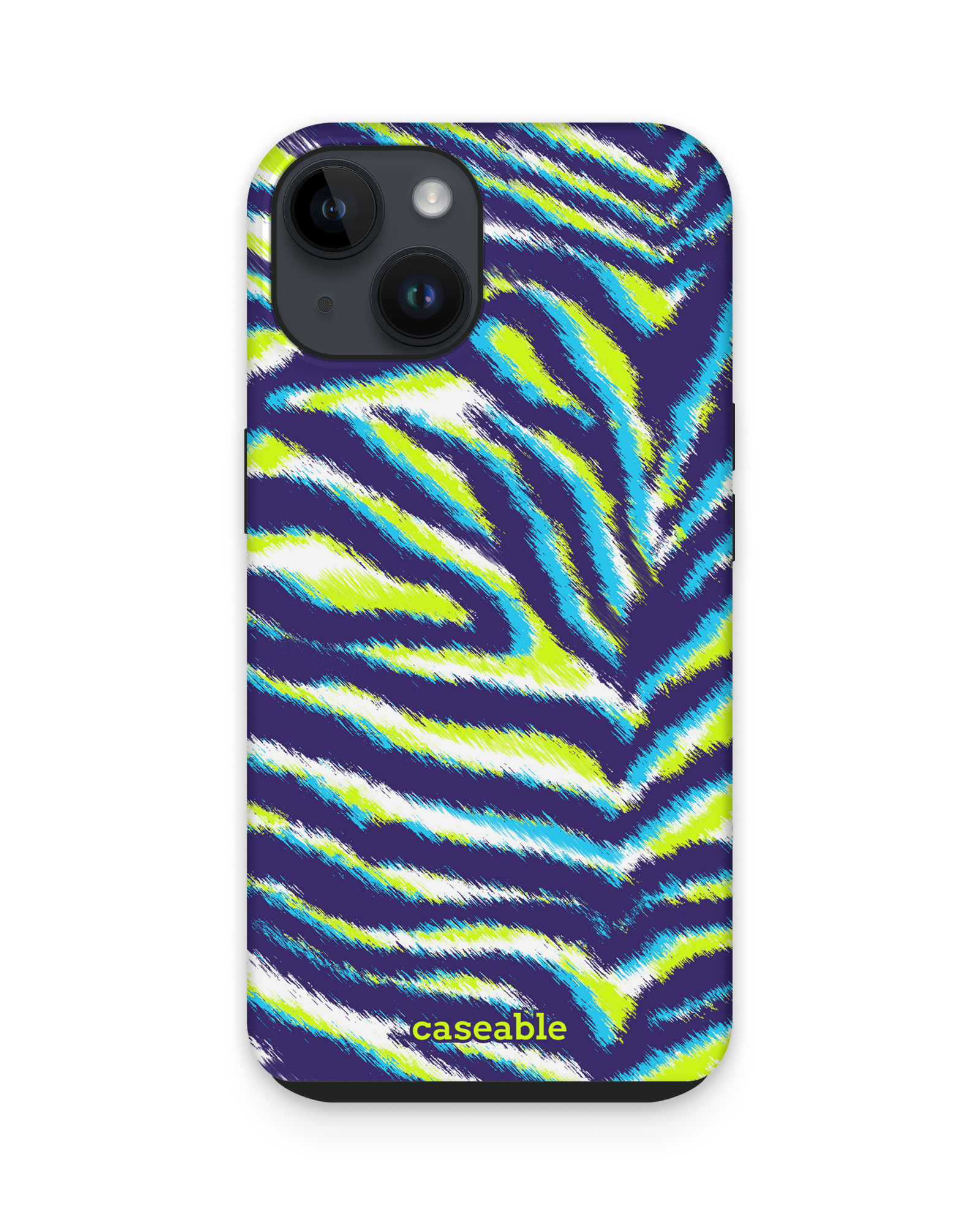 Neon Zebra Premium Phone Case Apple iPhone 15