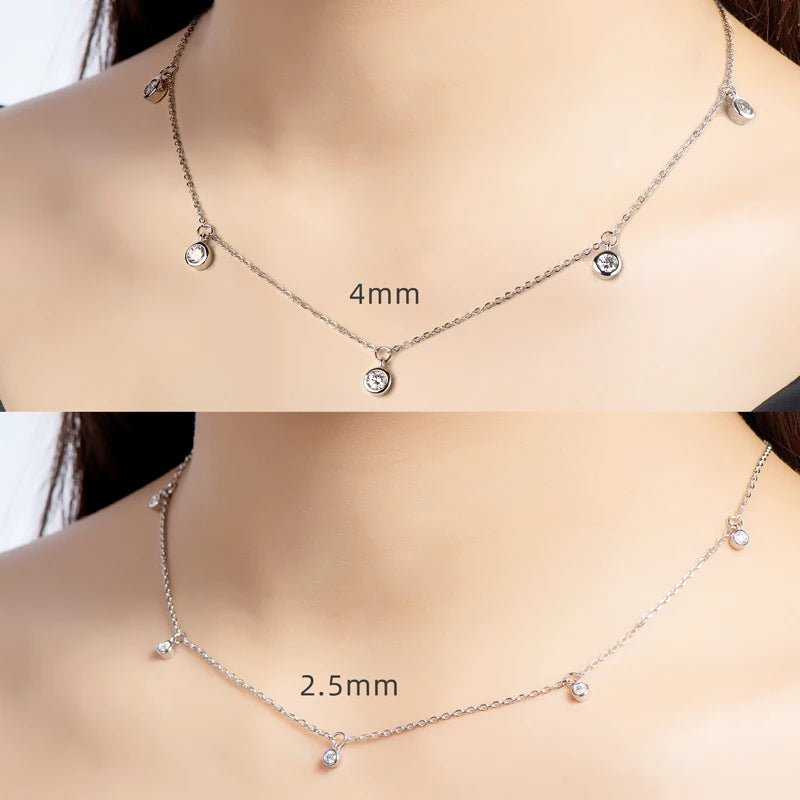 Moissanite Necklaces. 2.5mm. 4mm.  D VVS1. Gold Plated Silver.