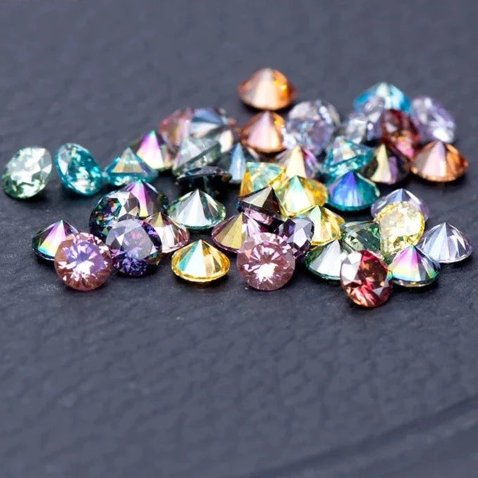 Moissanite Gemstones. Colored, Round Shape, Small Sizes 3mm To 4.5mm.