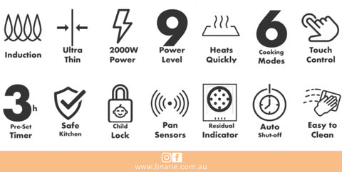 Linärie Appliances | Lille Ultra-Thin Lightweight Portable Induction Cooktop LS30I1Z | Caravan | RV | Boat