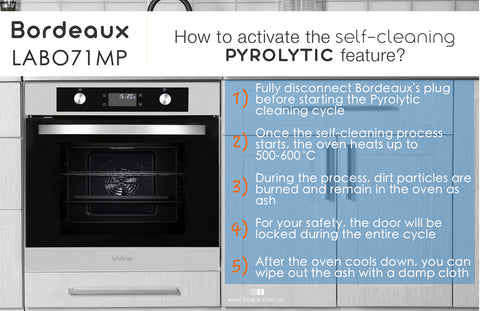 Linärie Appliances | Bordeaux 70L Electric Built-in Pyrolytic Self-Cleaning Oven LABO71MPX | 60cm Built-In Oven