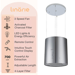 Linarie Appliances | Top 3 Rangehoods for Island Kitchens in 2023 | Corsica • RAHID35X | Tahiti • RAHID40X | Caledonia • RAHID50BG