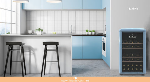 Linärie Appliances | Provence 52 Bottle Single Zone Retro Wine Fridge LICV52BLUE | Wine Cooler, Wine Cellar, Wine Cabinet, Wine Chiller, Wine Refrigerator, Wine Storage | Burgundy • 33 Bottle Capacity • Red LICV33RED | Loire • 106 Bottle Capacity • Green LICV106GREEN