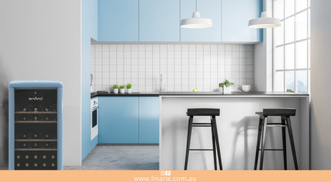 Linärie Appliances | Loire 106 Bottle Single Zone Retro Wine Fridge Green LICV106GREEN | Wine Cooler, Wine Cellar, Wine Cabinet, Wine Chiller, Wine Refrigerator, Wine Storage | Provence • 52 Bottle Capacity • Blue LICV52BLUE | Burgundy • 33 Bottle Capacity • Red LICV33RED