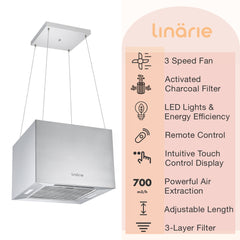 Linarie Appliances | Top 3 Rangehoods for Island Kitchens in 2023 | Corsica • RAHID35X | Tahiti • RAHID40X | Caledonia • RAHID50BG