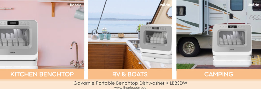 Best Portable Benchtop Dishwasher for Small Kitchens in 2023 | Linarie Gavarnie Portable Benchtop Dishwasher • LB3SDW