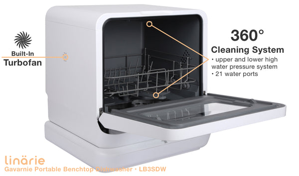 Best Portable Benchtop Dishwasher for Small Kitchens in 2023 | Linarie Gavarnie Portable Benchtop Dishwasher • LB3SDW