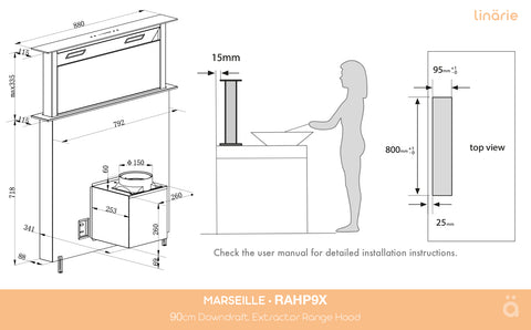 Linarie Appliances | Best Downdraft Rangehood for Island Kitchens in 2023 | Marseille RAHP6X & RAHP9X