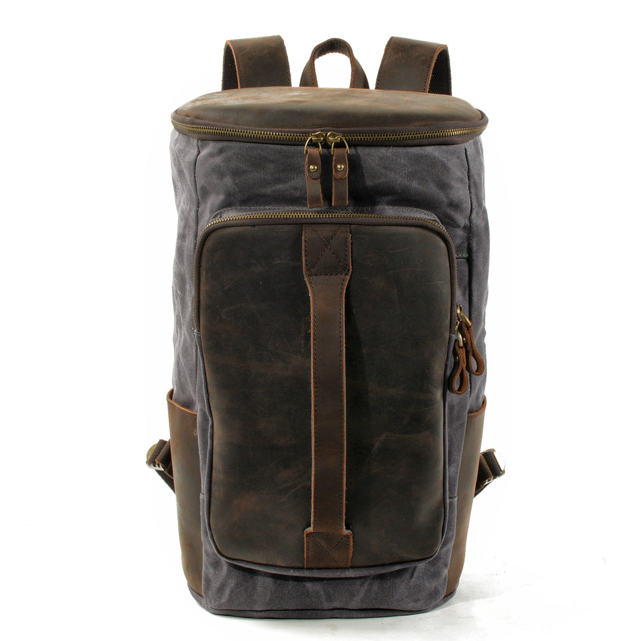 Large Travel Canvas Leather Backpack 28L