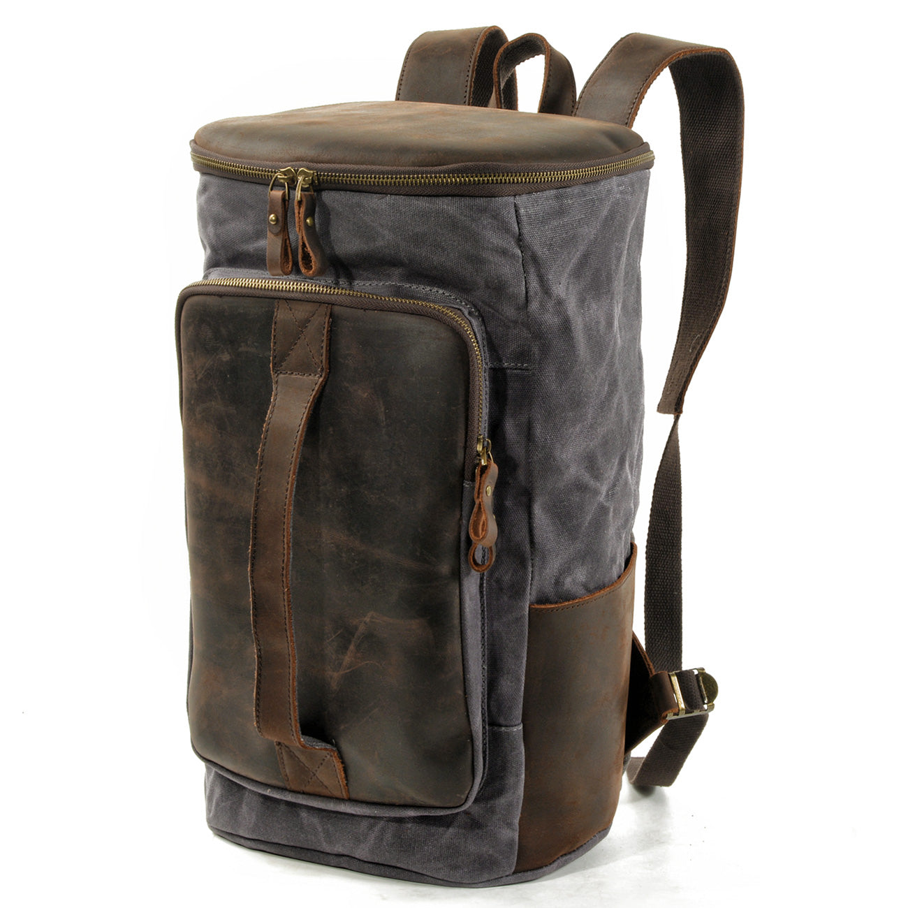 Large Travel Canvas Leather Backpack 28L