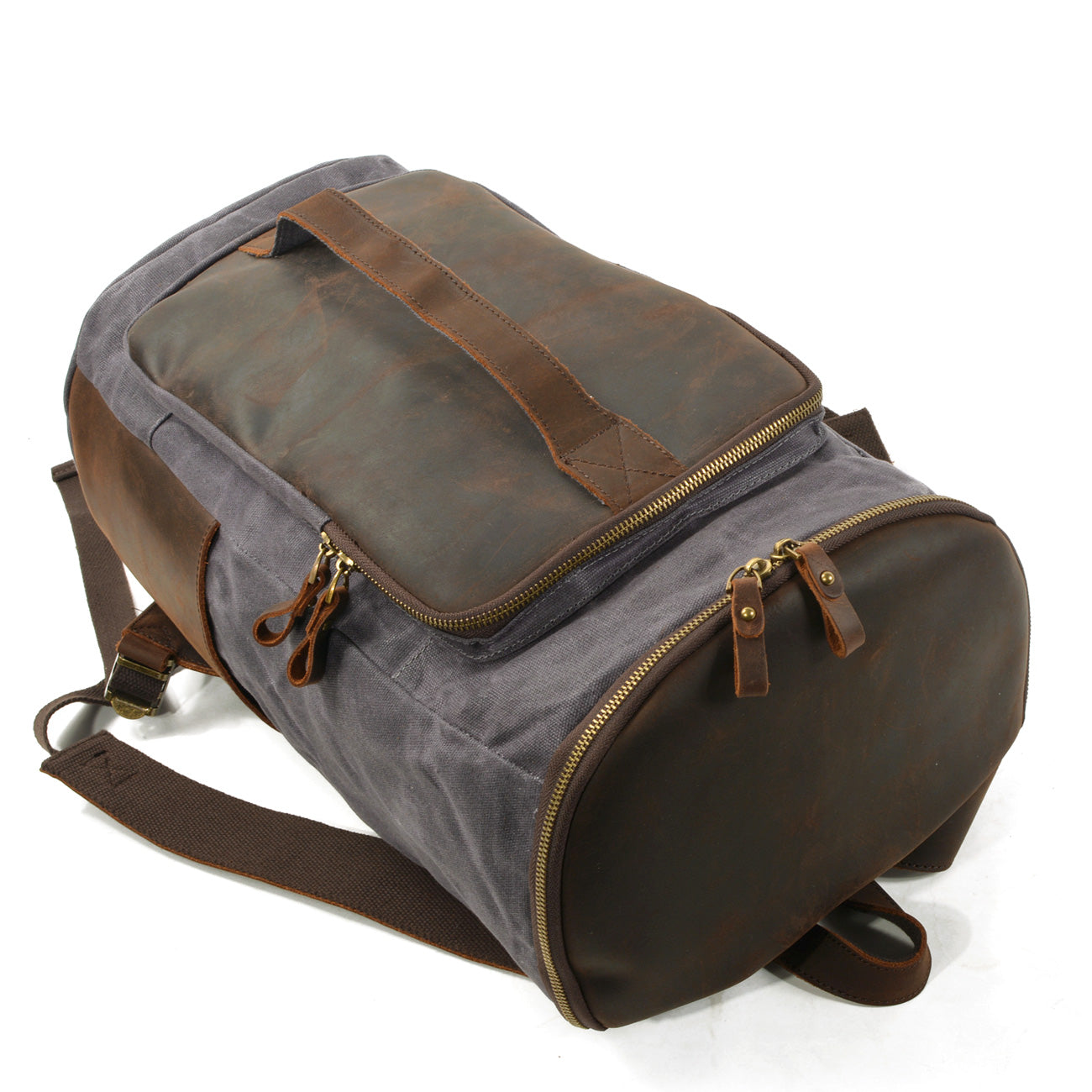 Large Travel Canvas Leather Backpack 28L