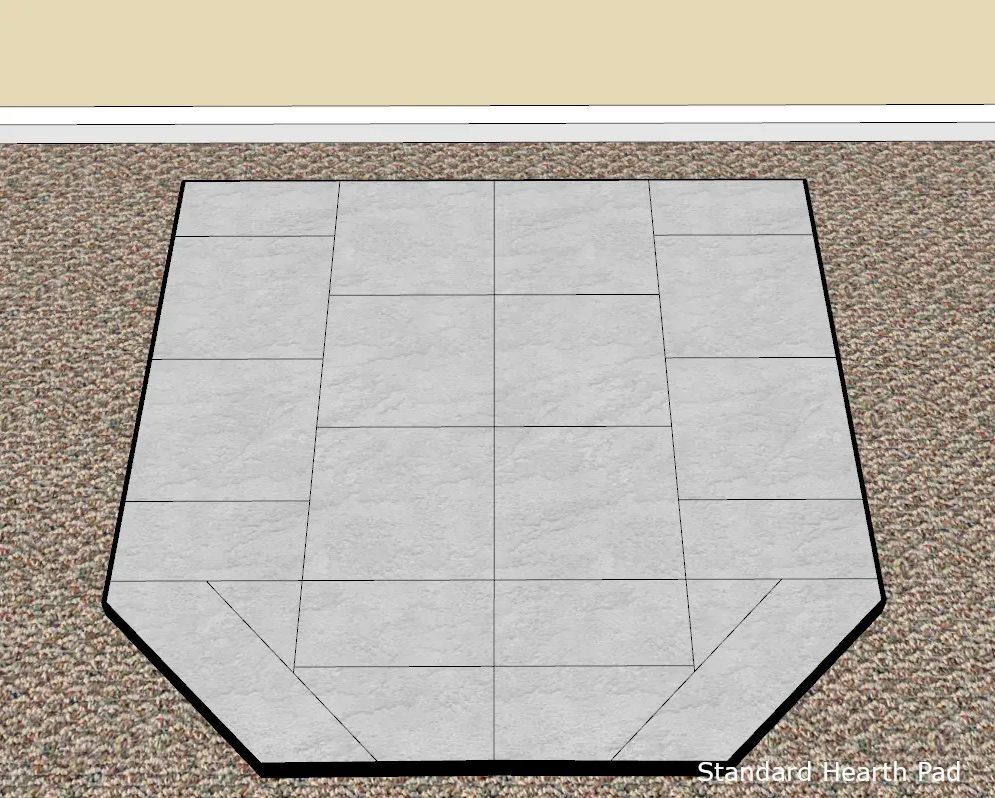 Diamond Hearths Standard Or Corner Hearth Pad - Traditional Edge - Type I - Natural Silver Slate