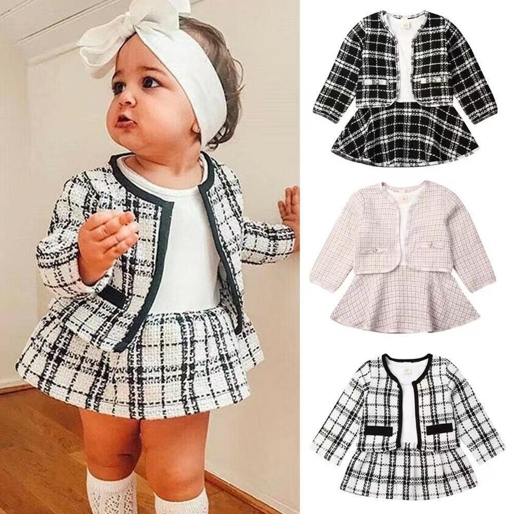 2pcs Long Sleeve Dress  Baby Girl Cotton Clothing Suit