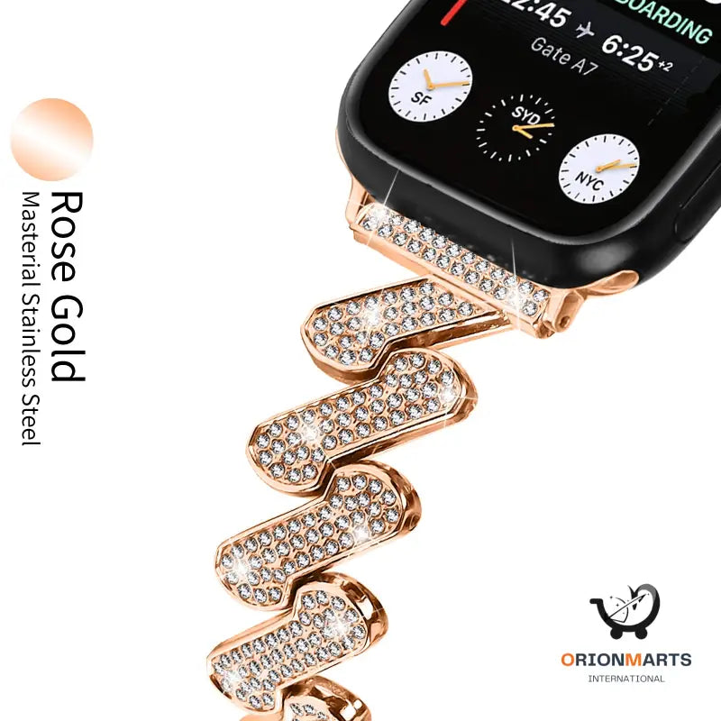 Classic Style Watch Band with Diamond Alloy