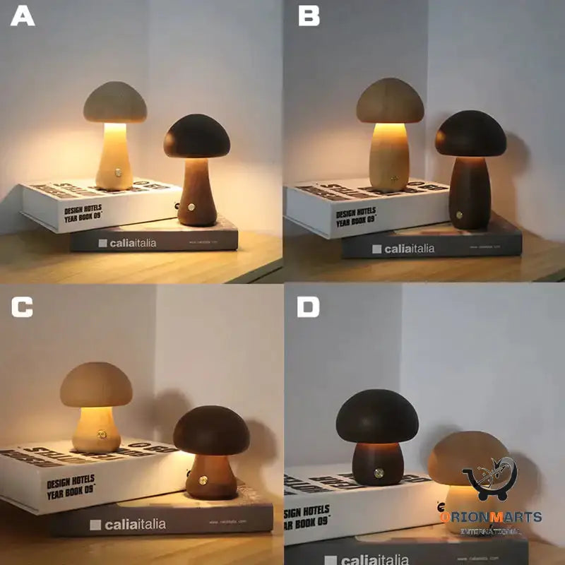 Wooden Mushroom LED Night Light