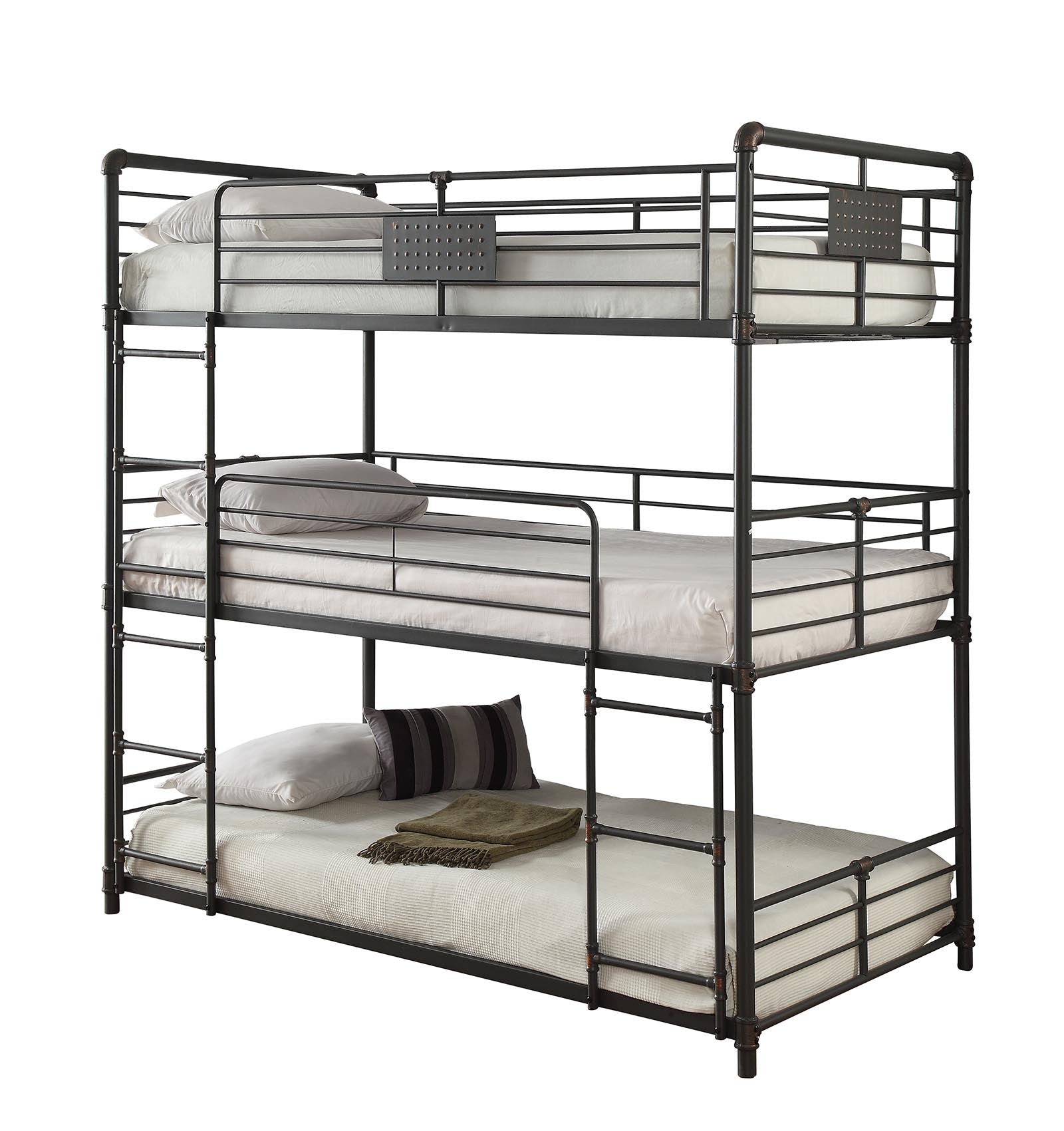 Dillon Industrial Metal Bunk Bed in Twin Triple