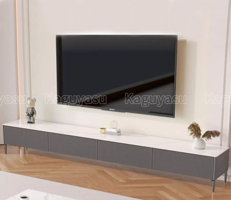 テレビボード センターテーブル 二点セット リビングボード 引き出し 大容量 セラミック天板 金属脚 R仕上げ おしゃれ シック カスタマイズ可能 グレー DSG-K017  kaguyasu