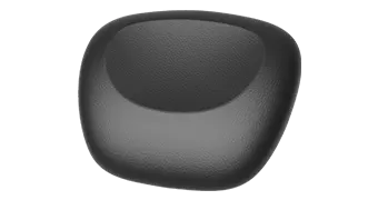 A rounded, contoured black object with a smooth texture, resembling an Empava pad or cushion, set against a white background.