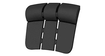 An Empava black, three-panel lumbar support cushion with a modular design. The cushion segments are joined together with fabric strips and can be adjusted to fit different seating arrangements, providing ergonomic support for the lower back.