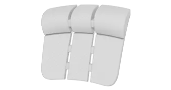 Three cushioned airplane seats in a row, shown from the front and slightly above. The seats are white with a clean, minimalist design by Empava and high backs. Armrests are positioned between the seats. The middle seat is slightly forward compared to the other two.