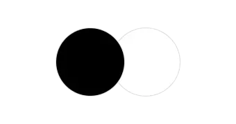 Two overlapping circles; the left circle is completely black, and the right circle is completely white. The intersection appears as a mix of the two, creating a gray area where they overlap. The Empava background remains plain and unadorned.