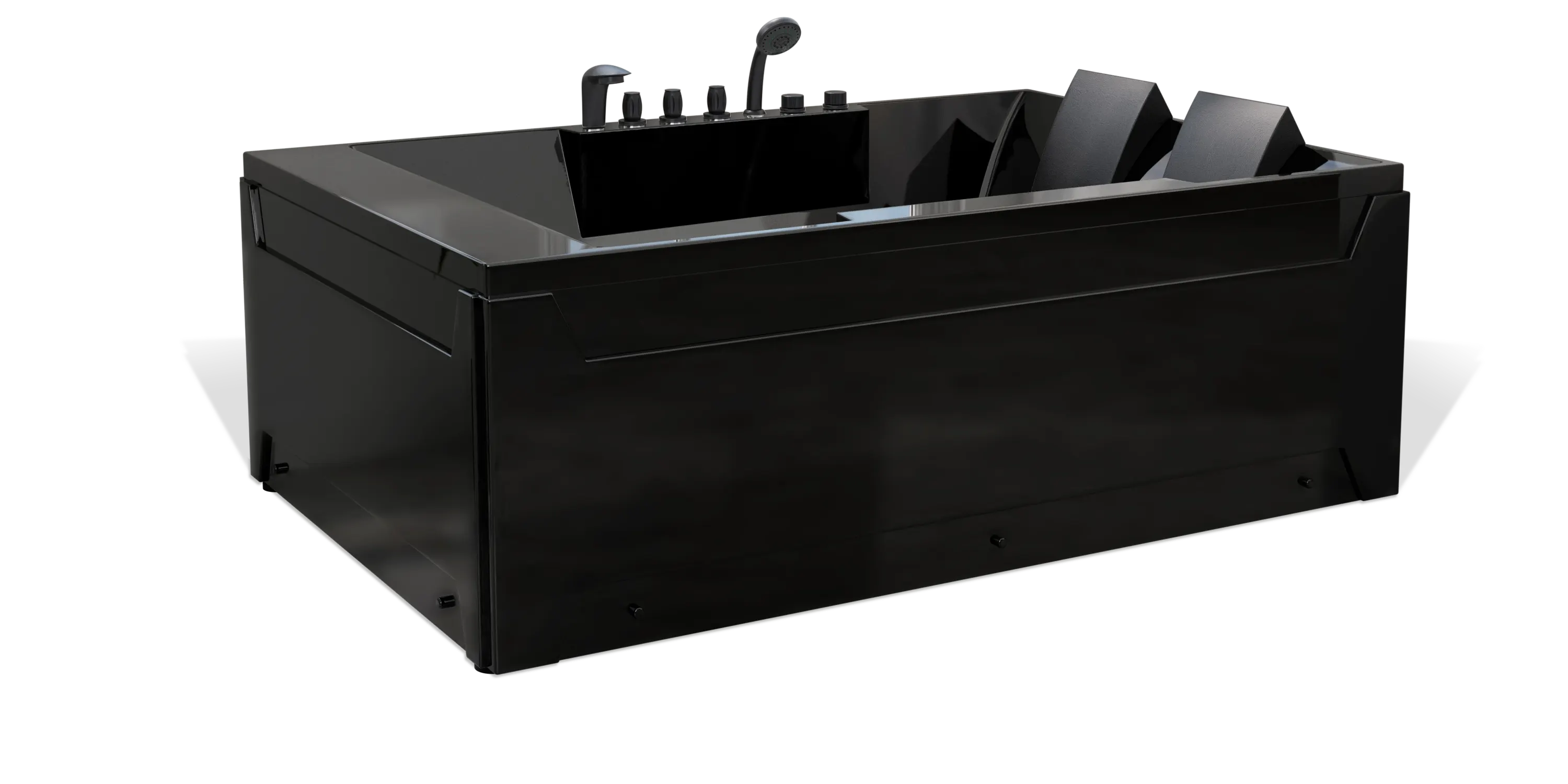 A sleek, black rectangular Empava container-like structure with an open top. Inside, it features various compartments and controls, possibly part of a machinery or industrial equipment. The structure has a modern, polished appearance.