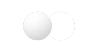 Two overlapping white circles on a white background, creating a minimalistic and abstract design. The circles blend slightly where they overlap, evoking the sleek and modern aesthetic of Empava.