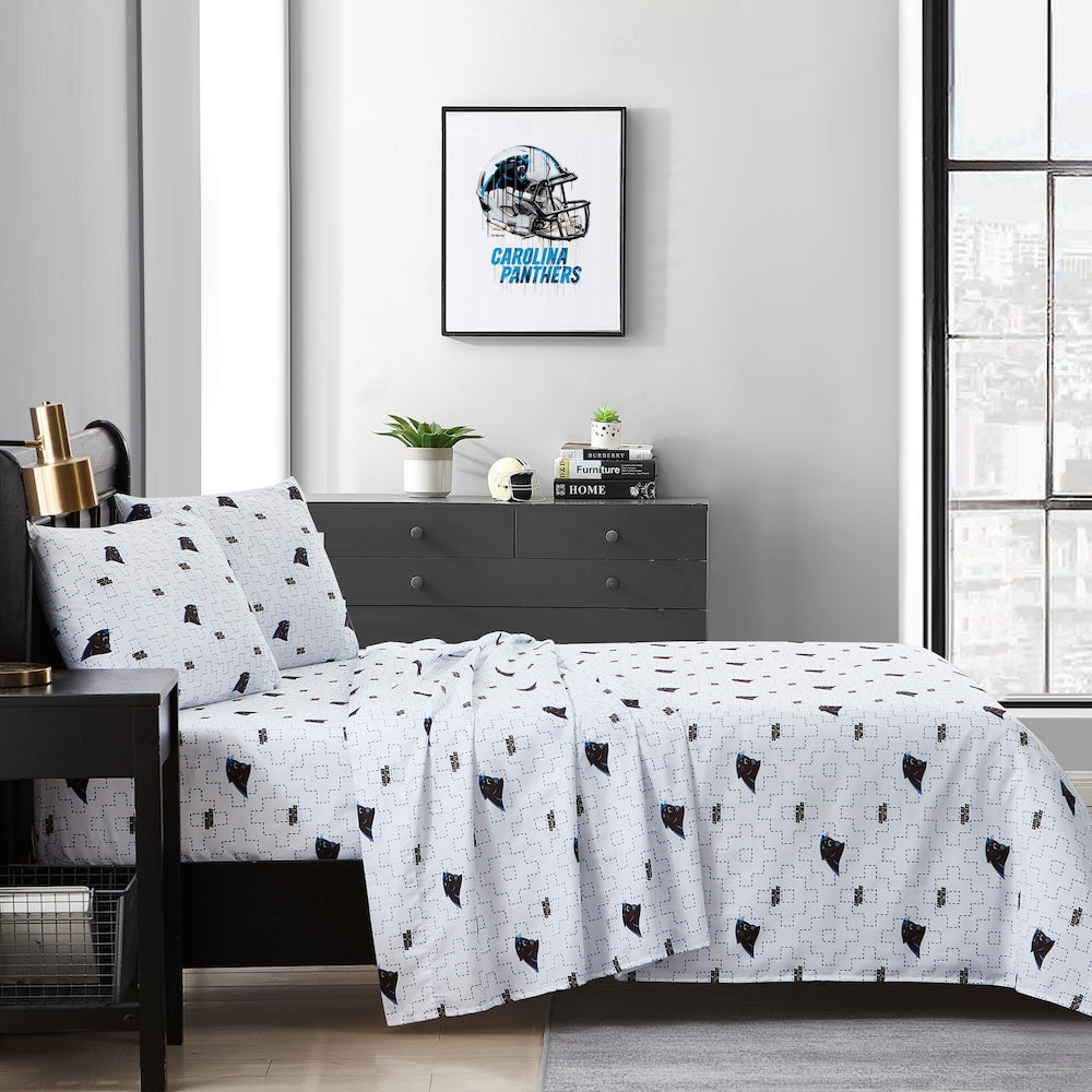 NFL Carolina Panthers Logo Bed Sheet Set