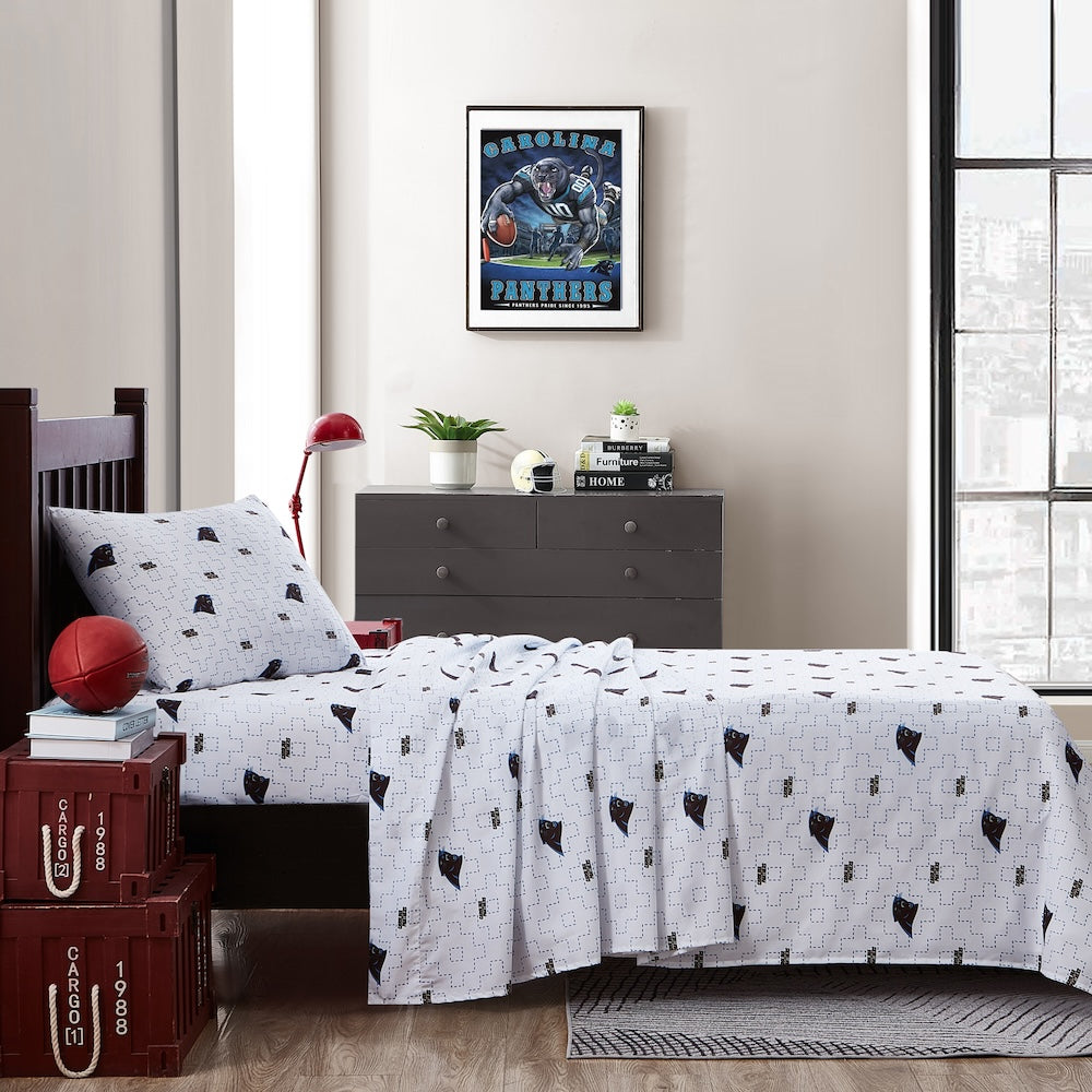 NFL Carolina Panthers Logo Bed Sheet Set