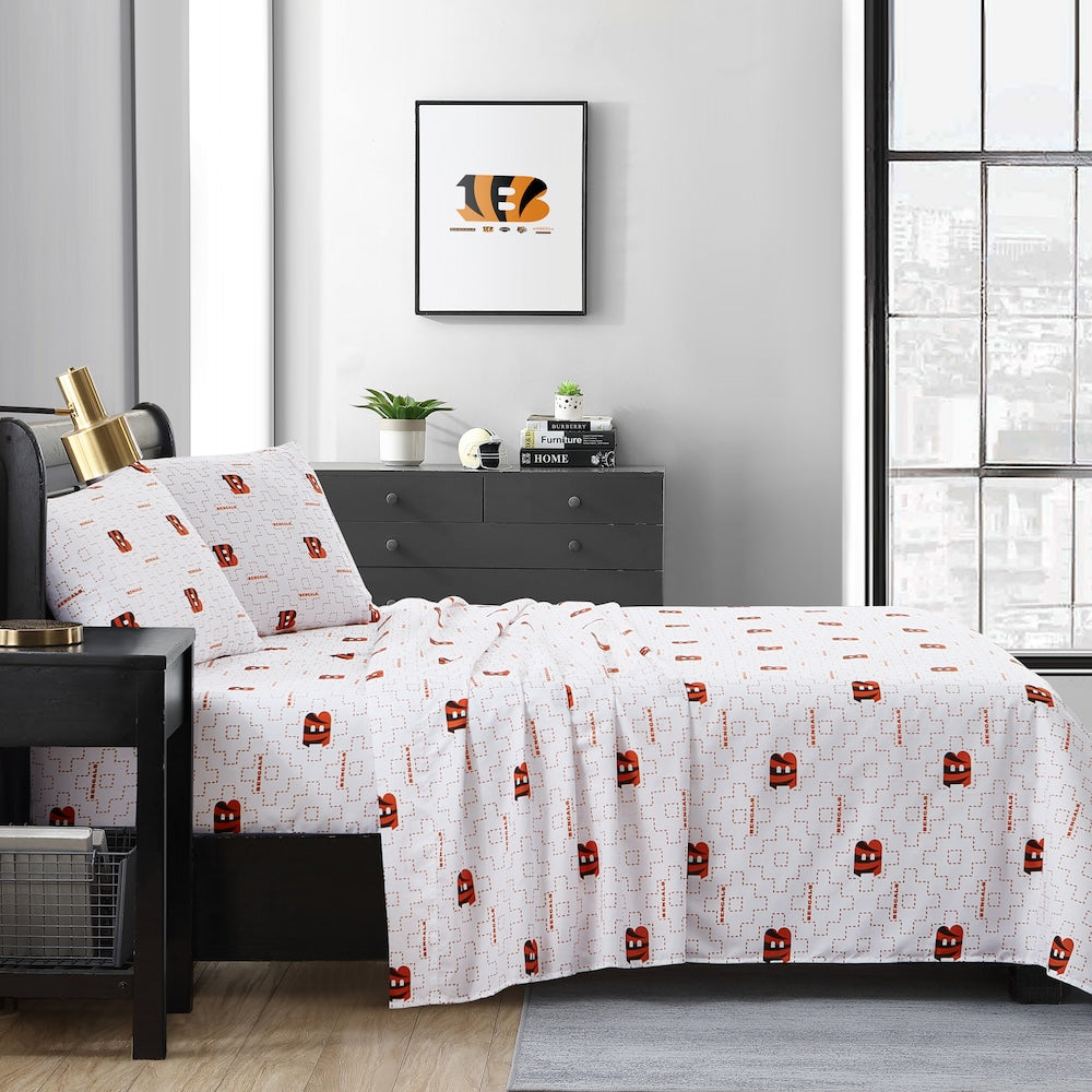 NFL Cincinnati Bengals Logo Bed Sheet Set