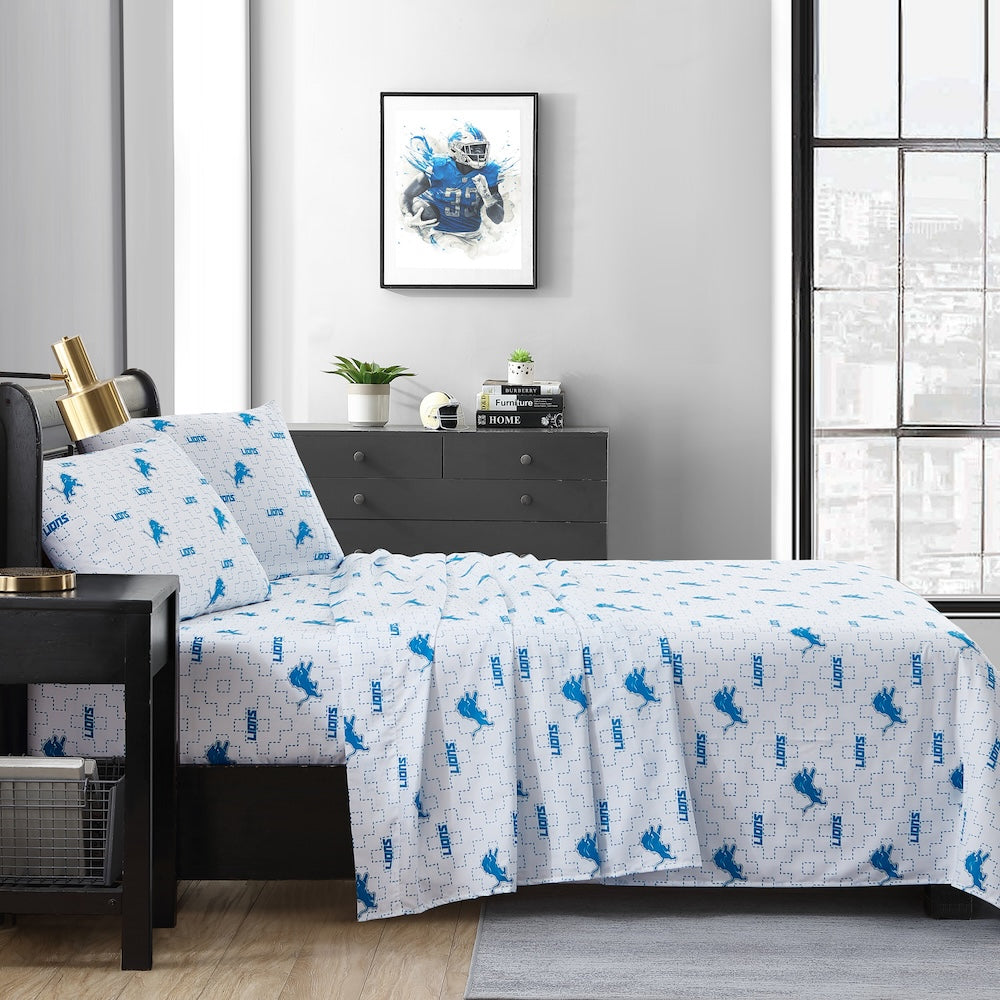 NFL Detroit Lions Logo Bed Sheet Set