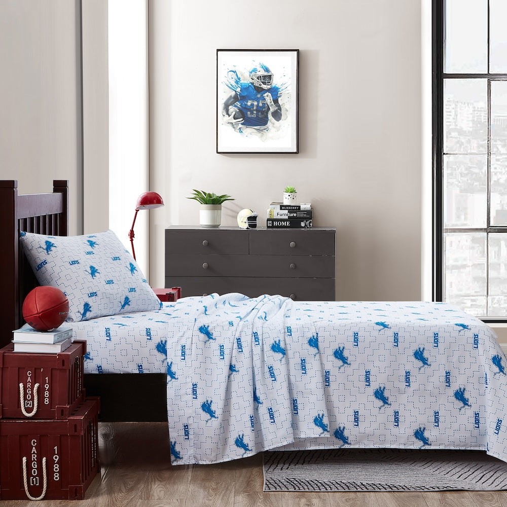 NFL Detroit Lions Logo Bed Sheet Set