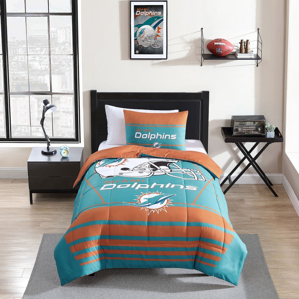 NFL Miami Dolphins Comforter Set with Sham - TWIN