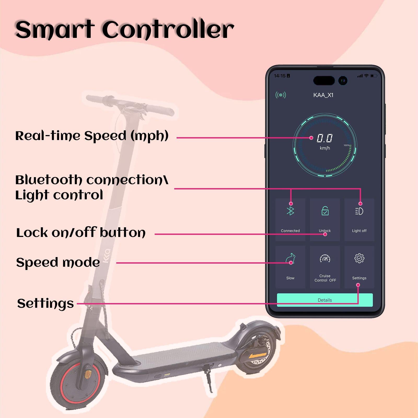 KKA電動滑板車 迷你輕便鋰電可折疊350W馬達和15.5英里/小時16英里範圍E滑板車36V 7.5AH 白色款