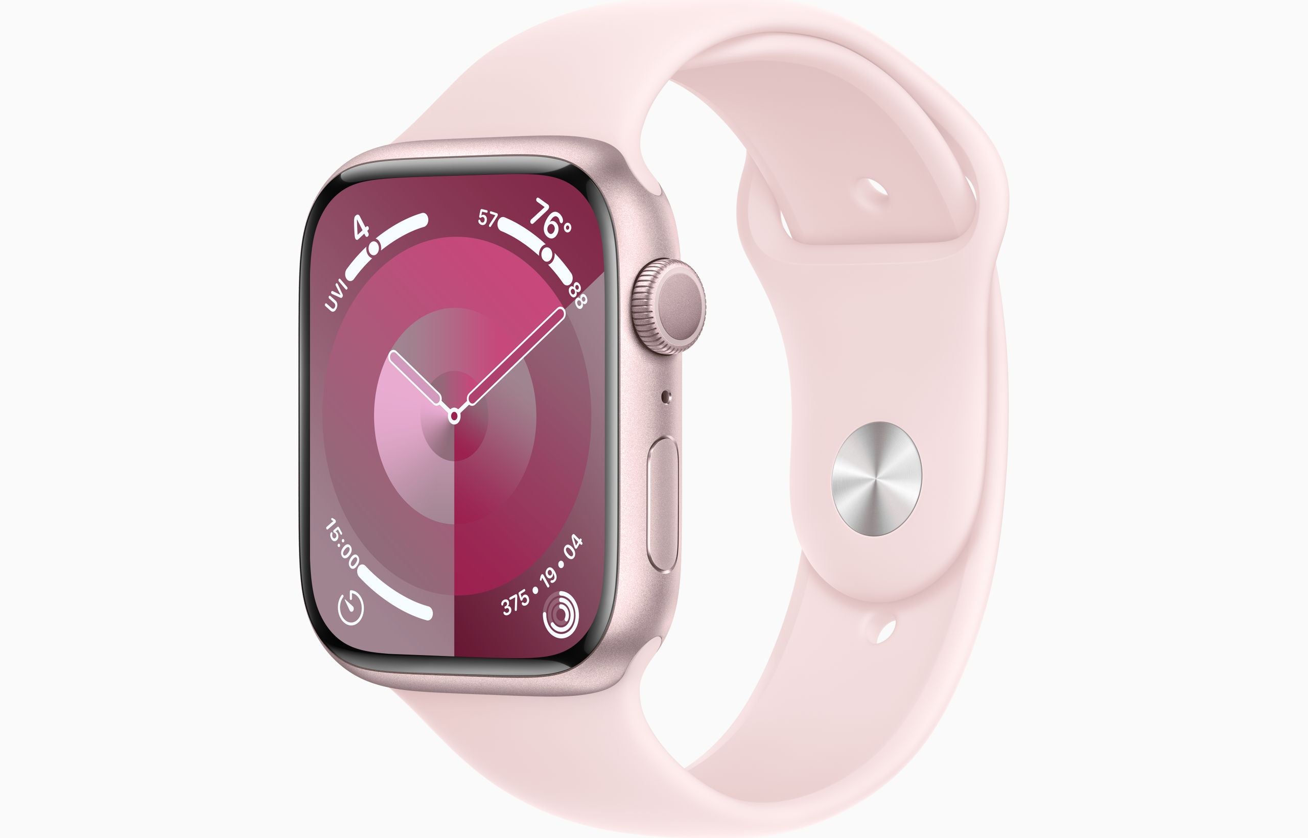 Apple Watch Series 9 GPS 45mm Pink Aluminum Case with Light Pink Sport Band - S/M