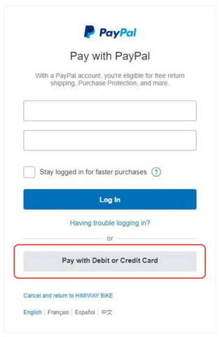 Stap 2. Klik op "Betalen met debit- of creditcard".