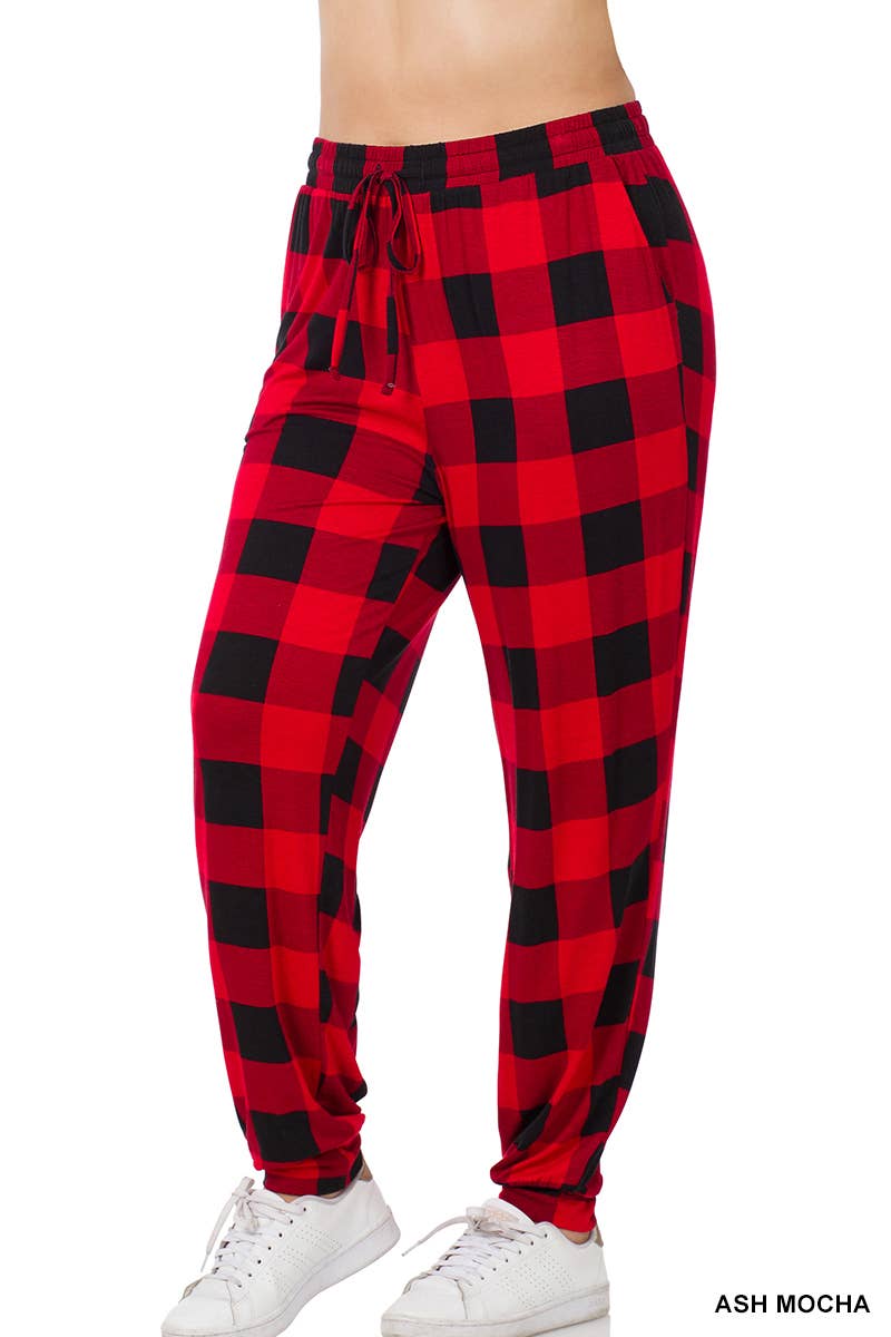 Plus Size Buffalo Plaid Loungewear Set