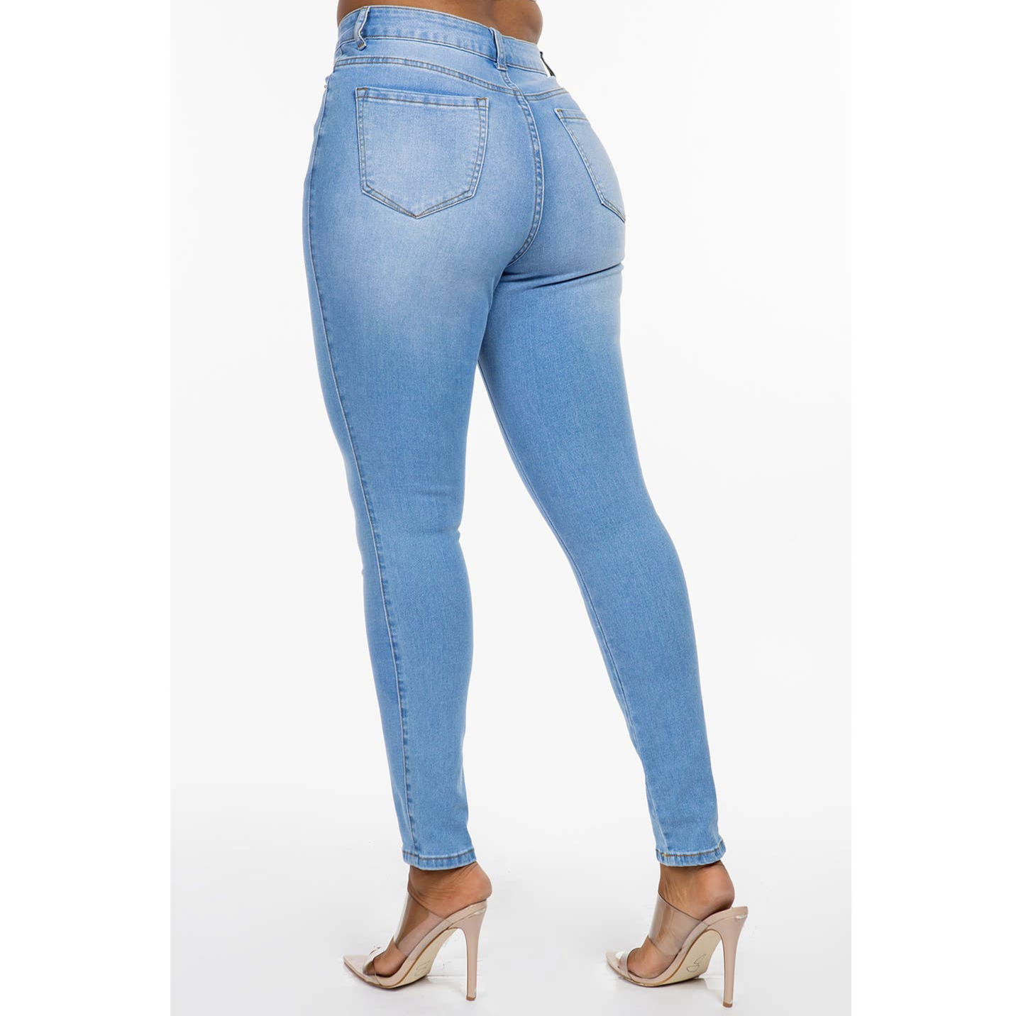 Classic High Waist Skinny Jeans - Light Blue