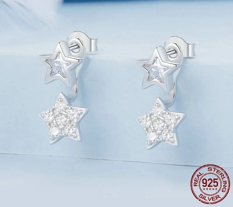 925 Sterling Silver Hypoallergenic Star Earrings
