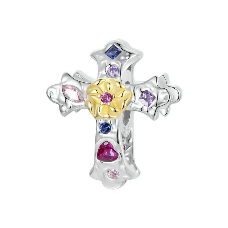 Golden Faith Cross Charm Bead