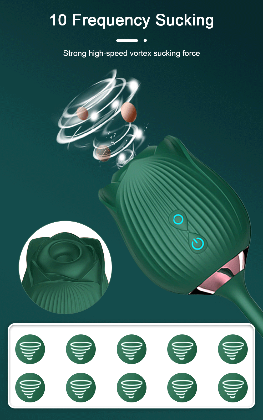 Vibrating Rose Clit Sucker with Wiggle Finger Vibrator S5