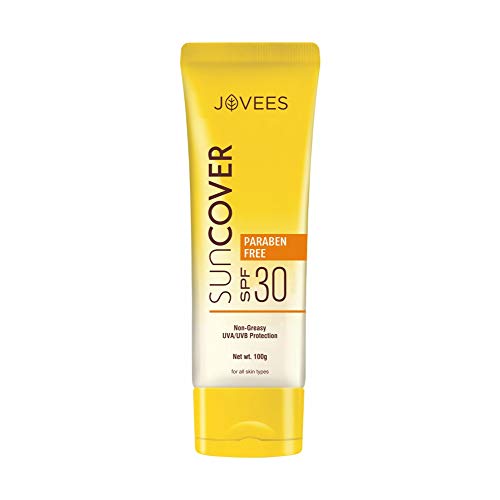 Jovees Herbal Sandalwood Natural Sun Cover SPF 30 | UVA/UVB Protection | Non Greasy | Quick Absorption | For All Skin Types 100G