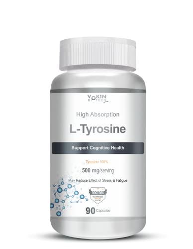 Vokin Biotech L-Tyrosine 500mg- Support Cognitive Health May Reduce Effect Of Stress & fatigue- 90 Capsules